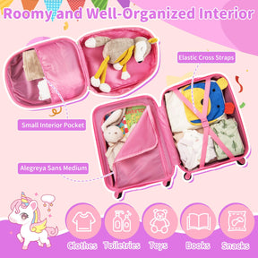 2 PCS Kids Luggage Set, 13" Travel Backpack and 16" Carry-on Suitcase with Spinner Wheels