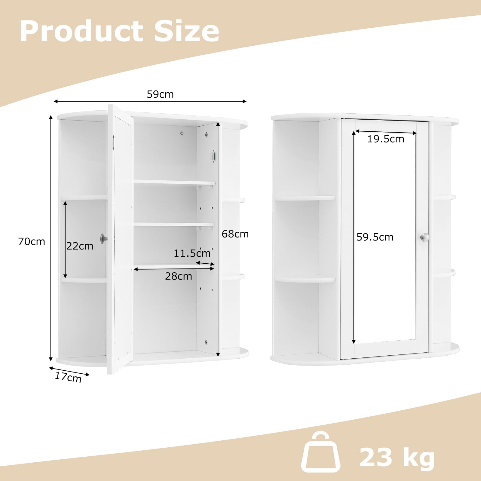 Giantex Bathroom Medicine Cabinet with Mirror, Wall Mounted Storage Cabinet w/Single Mirror Door