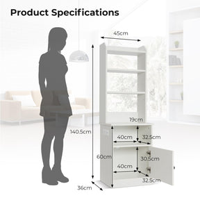 Tall Nightstand w/Built-in Charging Station, Bedside Tables Night Stands w/Shelf & Cabinet