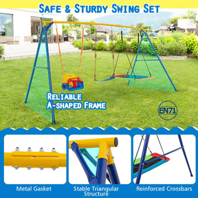 300 KG Indoor & Outdoor Swing Set, Heavy Duty Carbon Steel Swing Frame w/ 1 Belt Swing