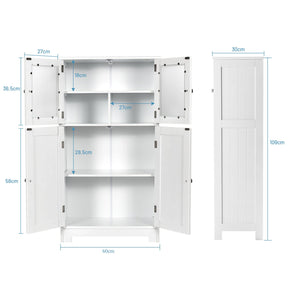 Giantex Bathroom Storage Cabinet, Kitchen Pantry Cabinet w/Tempered Glass Doors & Adjustable Shelf, White