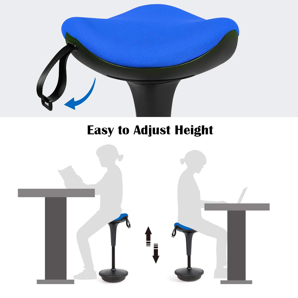 Wobble Stool, Tilting Balance Chair, 360° Swivel, Standing Desk Chair, for Active Leaning Sitting
