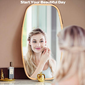 Giantex Wall Hanging Mirror, Bathroom Full Length Mirror, Hanging Wall-Mounted Mirror w/ Bamboo Frame
