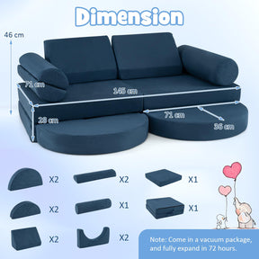 13 PCS Modular Kids Play Couch for Nursery Playroom Bedroom Living Room