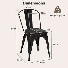 Metal Dining Chair Set of 4 Stackable Kitchen Chairs Cafe Restaurant Chairs