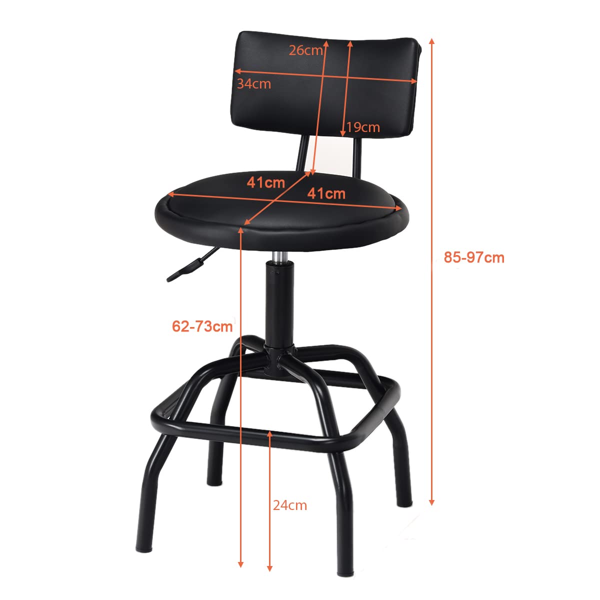 Giantex Adjustable Height Bar Stool, 360 Degree Swivel barstool, Black