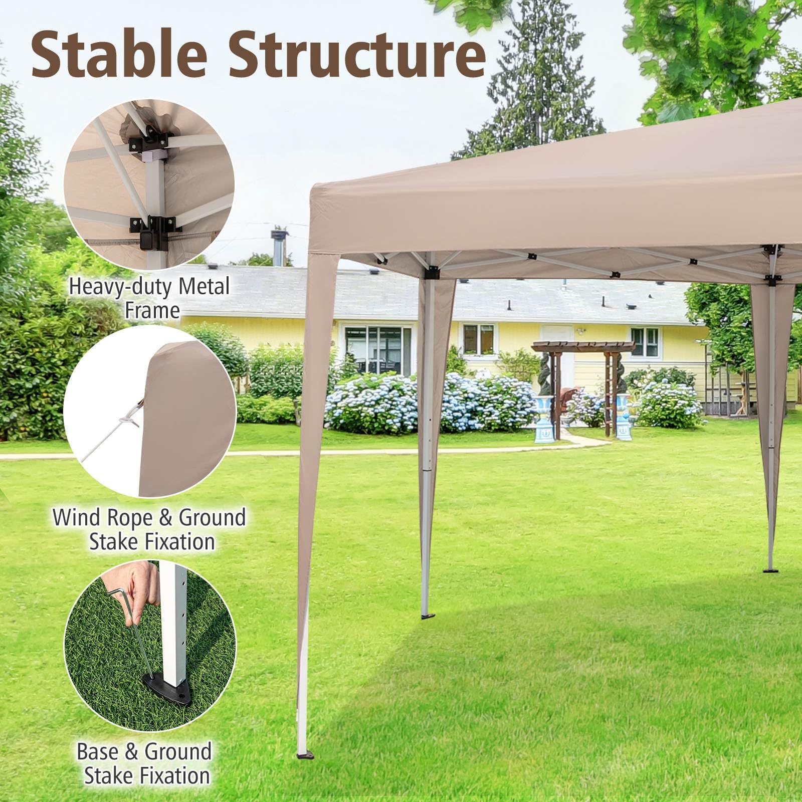 4 x 3.5 m Hexagonal Pop-Up Canopy Tent, Heavy-Duty Height Adjustable Gazebo Shelter