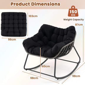 Outdoor Rocking Chair, Oversized Patio PE Wicker Egg Chair