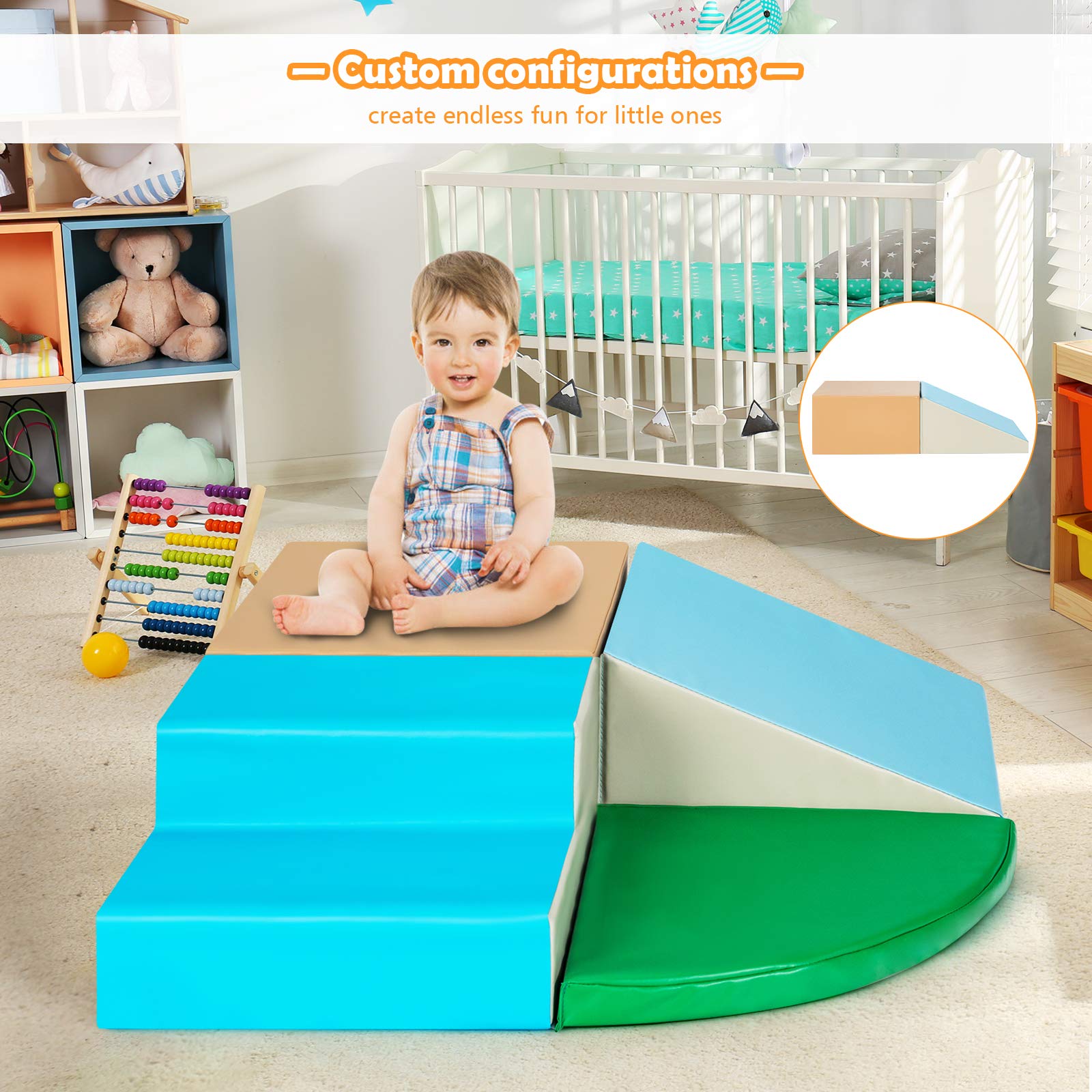 4-Piece Kids Climb Crawl Playset for Nursery and Kindergarten