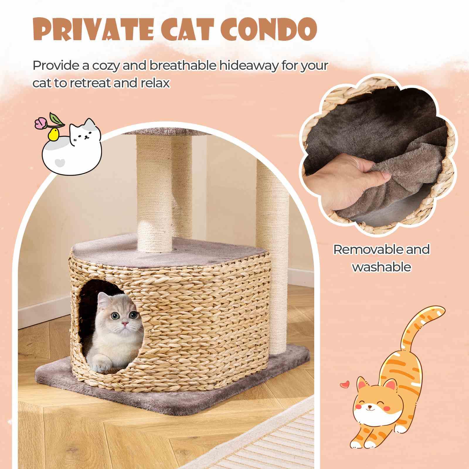 131cm Cattail Cat Tower for Indoor Kittens & Adult Cats