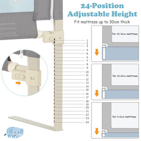 176CM Toddler Bedrail, 72.5-101.5 CM Extra Tall Bed Guardrail w/Anti-Collision Cotton