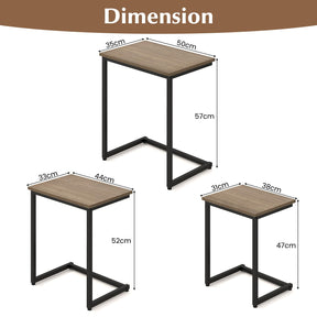 Giantex Nesting End Table Set of 3, Rectangle Stacking Side Table with Wooden Top & Sturdy Metal Legs