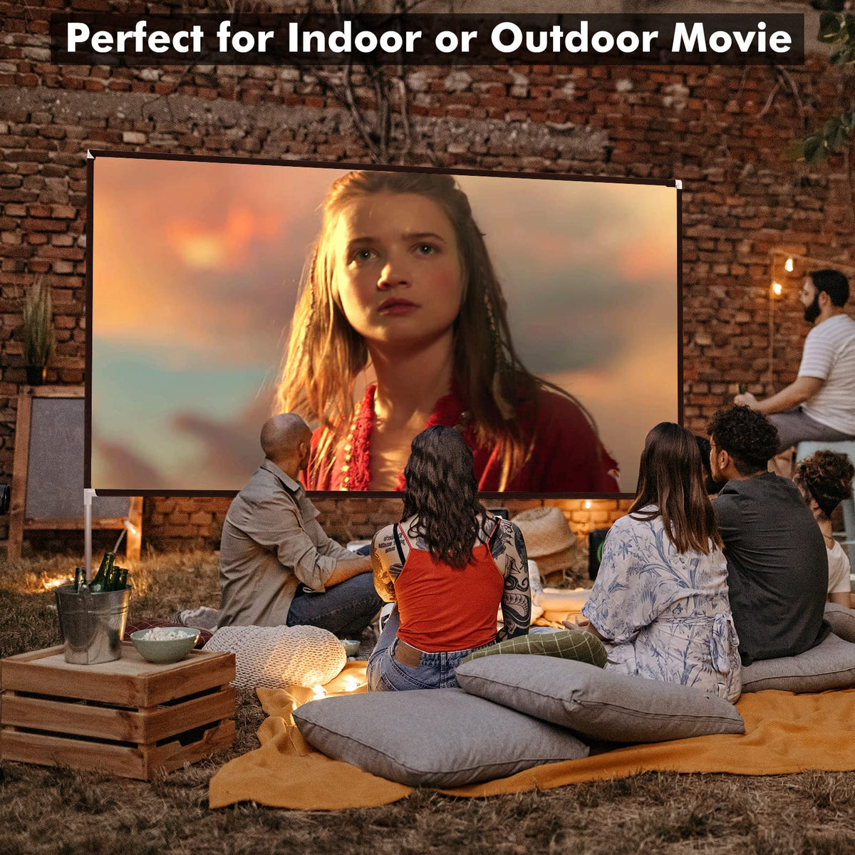 120" Projector Screen with Stand, Projector Screen with 160° Viewing Angle, Premium Fabric