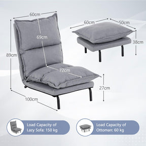 Giantex Modern Armless Accent Chair w/Ottoman