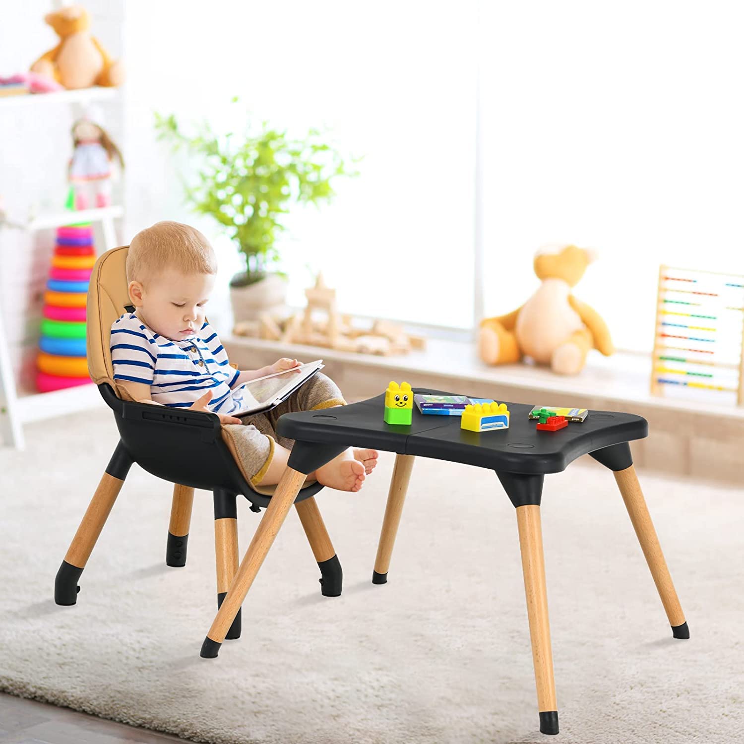 BABY JOY 5 in 1 High Chair, Convertible High Chairs for Babies and Toddlers/Booster Seat/Table and Chair Set