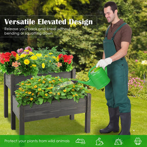 2 Tier Wooden Raised Garden Bed, Fir Wood Elevated Planter Garden Box
