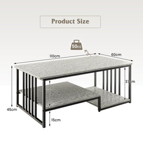 Giantex Faux Marble Coffee Table, Rectangular 2-Tier Center Table with Open Storage Shelf