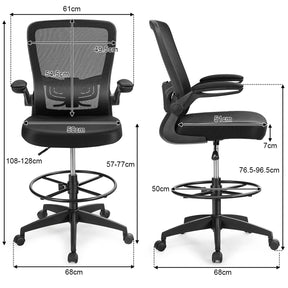 Adjustable Drafting Chair, 360° Swivel Designed Mesh Fabric Chair w/Lumbar Support