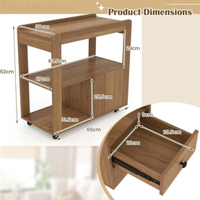 2-Drawer Sofa Side Table with Open Shelves, Modern Narrow End Table