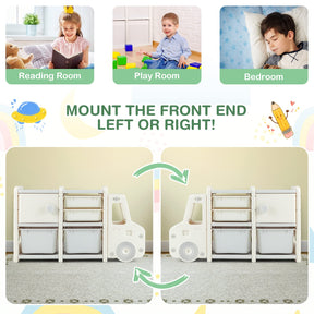 HONEY JOY Kids Toy Storage Organiser with 2 Large Bins, Pull-Out Drawers, Cabinet, Front Store Space