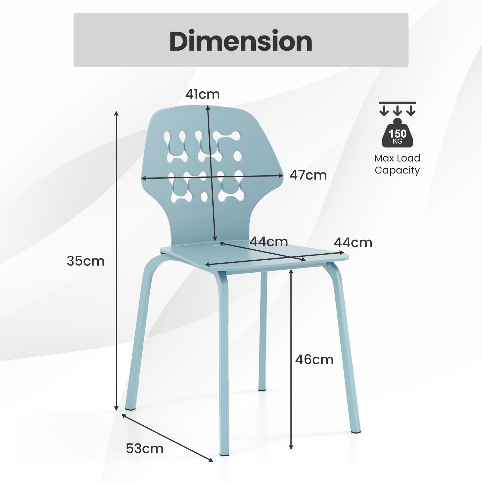 Giantex Metal Dining Chair Set of 4, Modern Kitchen Dinner Chair with Hollowed Backrest & Metal Legs