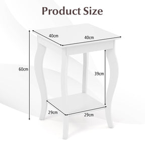 Square Corner Table Side Table w/ Storage Displat Shelf Nightstand Living Room