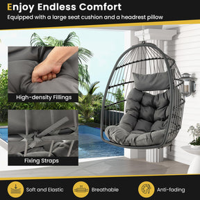 Hanging Egg Chair with Head Pillow & Large Seat Cushion (Without Chair Stand)