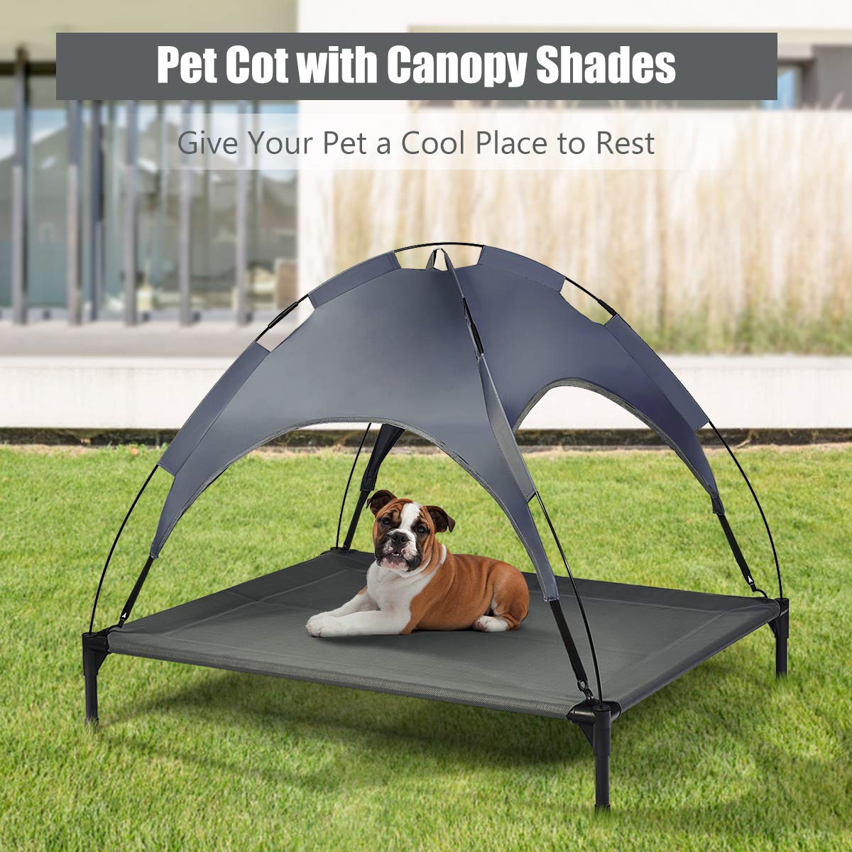 Waterproof & UV Protection Cooling Bed Tent for Pet Indoor and Outdoor Use (105 cm X 86 cm X 87 cm (L X W X H))