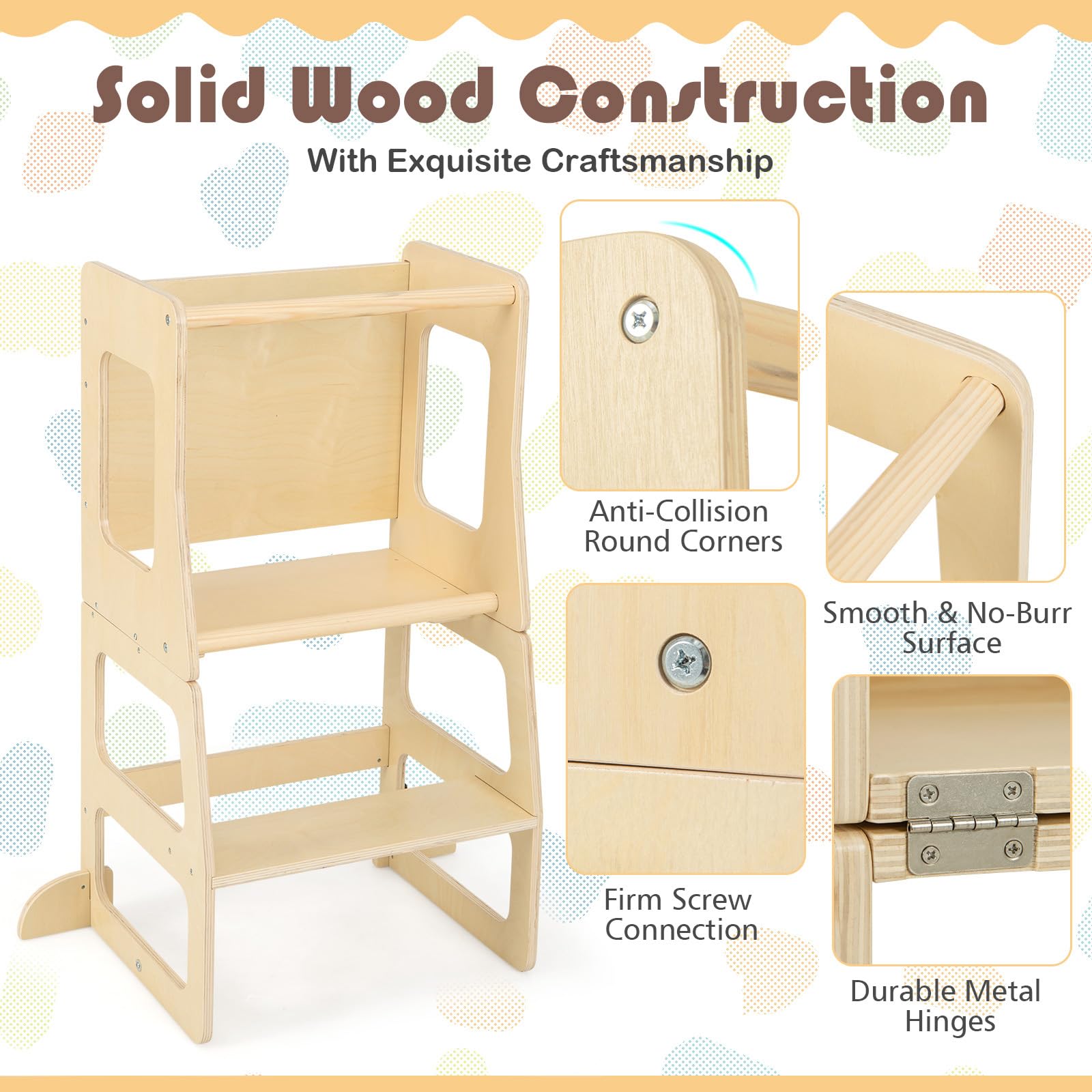BABY JOY 3-in-1 Foldable Kitchen Standing Tower for Toddlers
