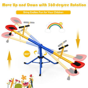 Kids Seesaw, Swivel Teeter Totter Playground Equipment for Children w/360 Degree Rotation, Stopper Leg