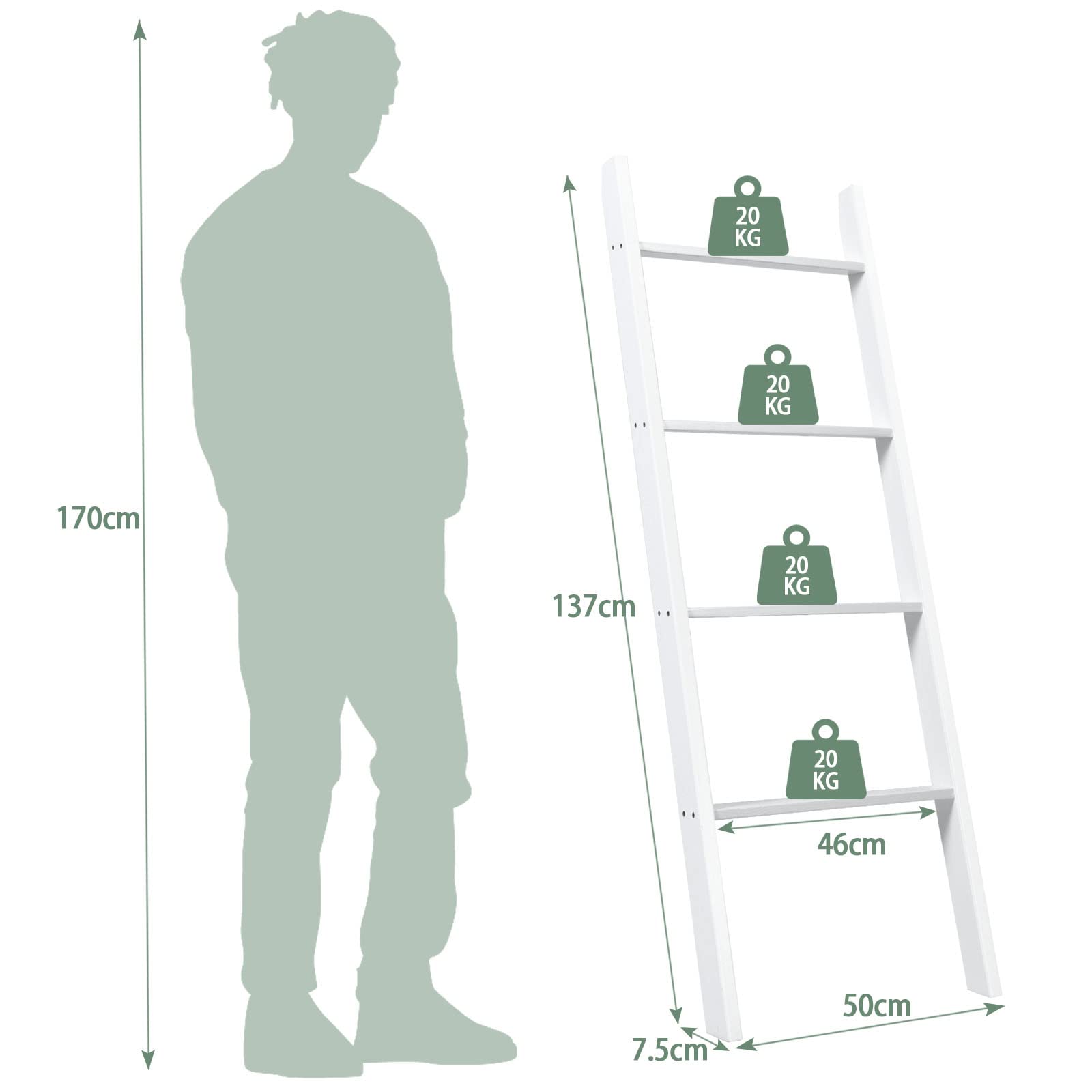 Giantex 4-Tier Wooden Blanket Ladder