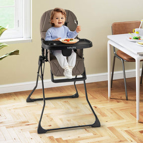 Foldable High Chair, Easy Clean Compact Highchair with Removable Adjustable Tray and PU Seat Cushion