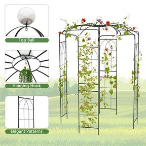 Birdcage Shape Arch,286 cm High x 206cm Wide, Heavy-Duty Wrought Metal Arbor for Climbing Plants