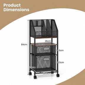 Rolling File Utility Cart w/ 2 Drawers, Lockable Wheels for Home Office
