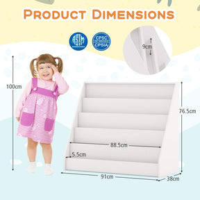 5 Tier Kids Bookshelf, Toddler Book Display Storage Shelves, Floor Toy Book Case Magazine Rack