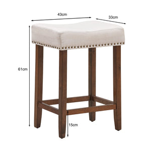 Giantex Set of 2 Saddle Bar Stools, 61cm H Backless Counter Stool, Brass Nailhead Studs
