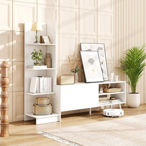 TV Stand for TVs up to 50", Modern TV Cabinet Media Entertainment Center w/Bookshelf & 3-Position Adjustable Shelf