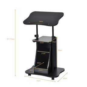 Giantex Mobile Laptop Desk, Height Adjustable Computer iPad PC Stand Table w/Wheels & Storage