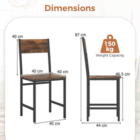 Dining Chairs Set of 2/4, Rustic Wood & Metal Frame