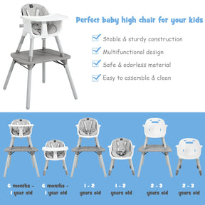 5 in 1 Convertible Baby High Chair, Infant Dining Chair Booster Seat w/Removable Tray