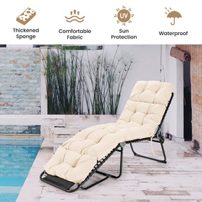 186 x 56cm Patio Lounge Chair Cushion Non-Slip High Back Chair Cushion for Lawn