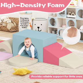 7-Piece Foam Climbing Blocks Soft PU Leather Play Gym