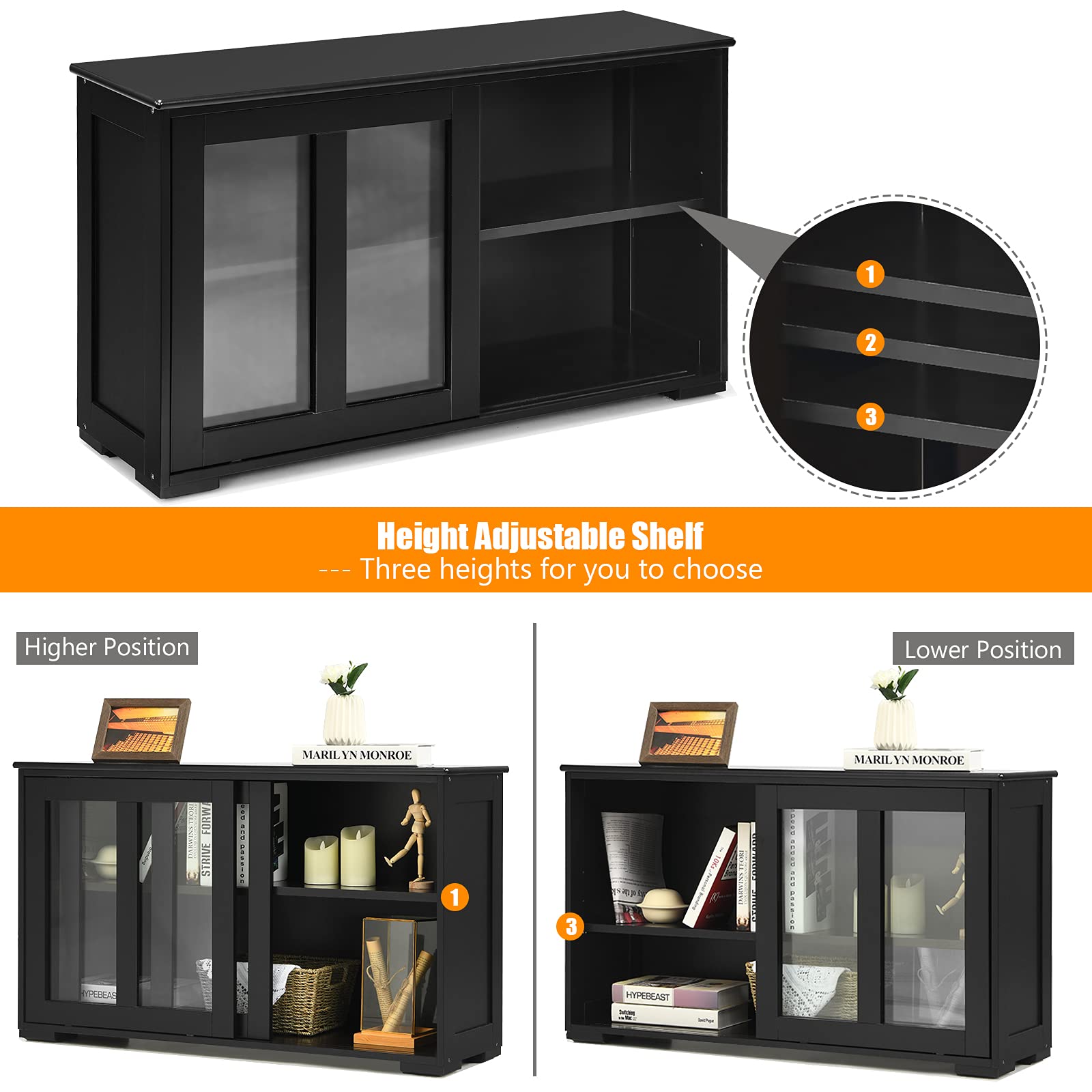Giantex Kitchen Storage Sideboard, Buffet Storage Cabinet w/Adjustable Shelf
