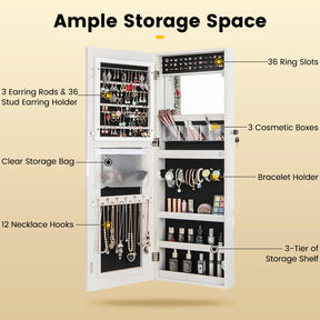 Giantex 108 cm Jewelry Mirror Cabinet, Lockable Jewelry Door & Wall Cabinet