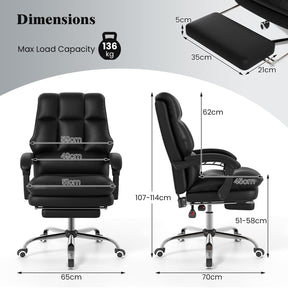 Ergonomic Office Chair PU Leather Computer Chair with Adjustable Swivel Seat