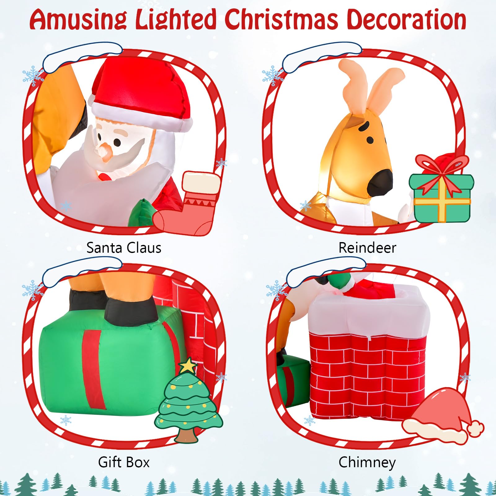 155cm Inflatable Santa Claus Climbing Chimney for Indoor/ Outdoor Party