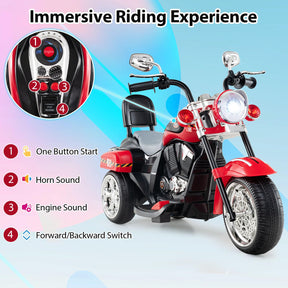 Kids Motorcycle, 6V Battery Powered 3-Wheel Electric Motorcycle for Kids with Headlight & Horn