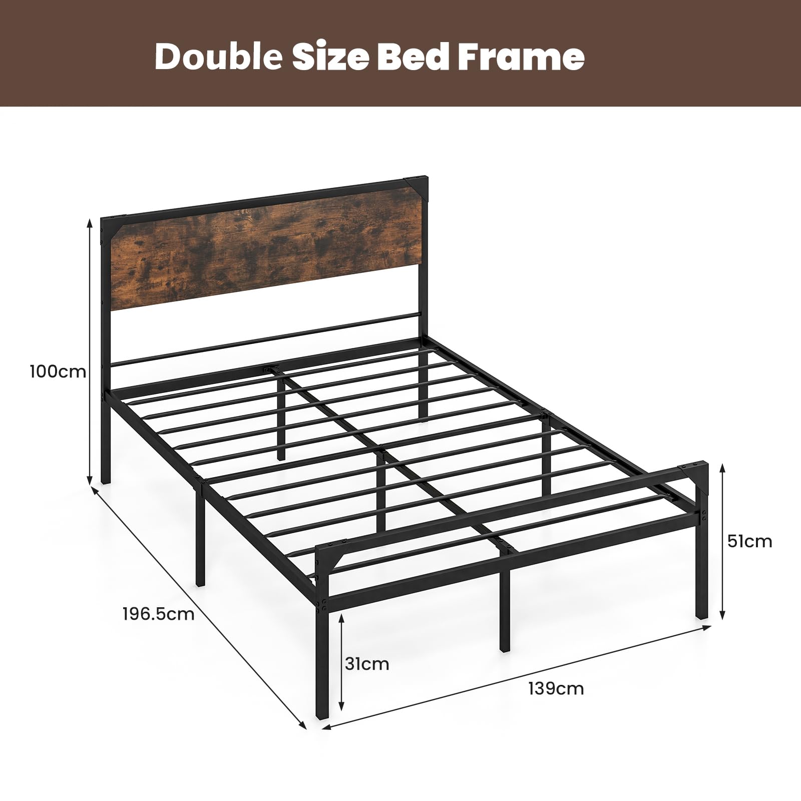 Giantex Industrial Full/Queen Size Bed Frame, Metal Platform Bed with 9 Support Legs