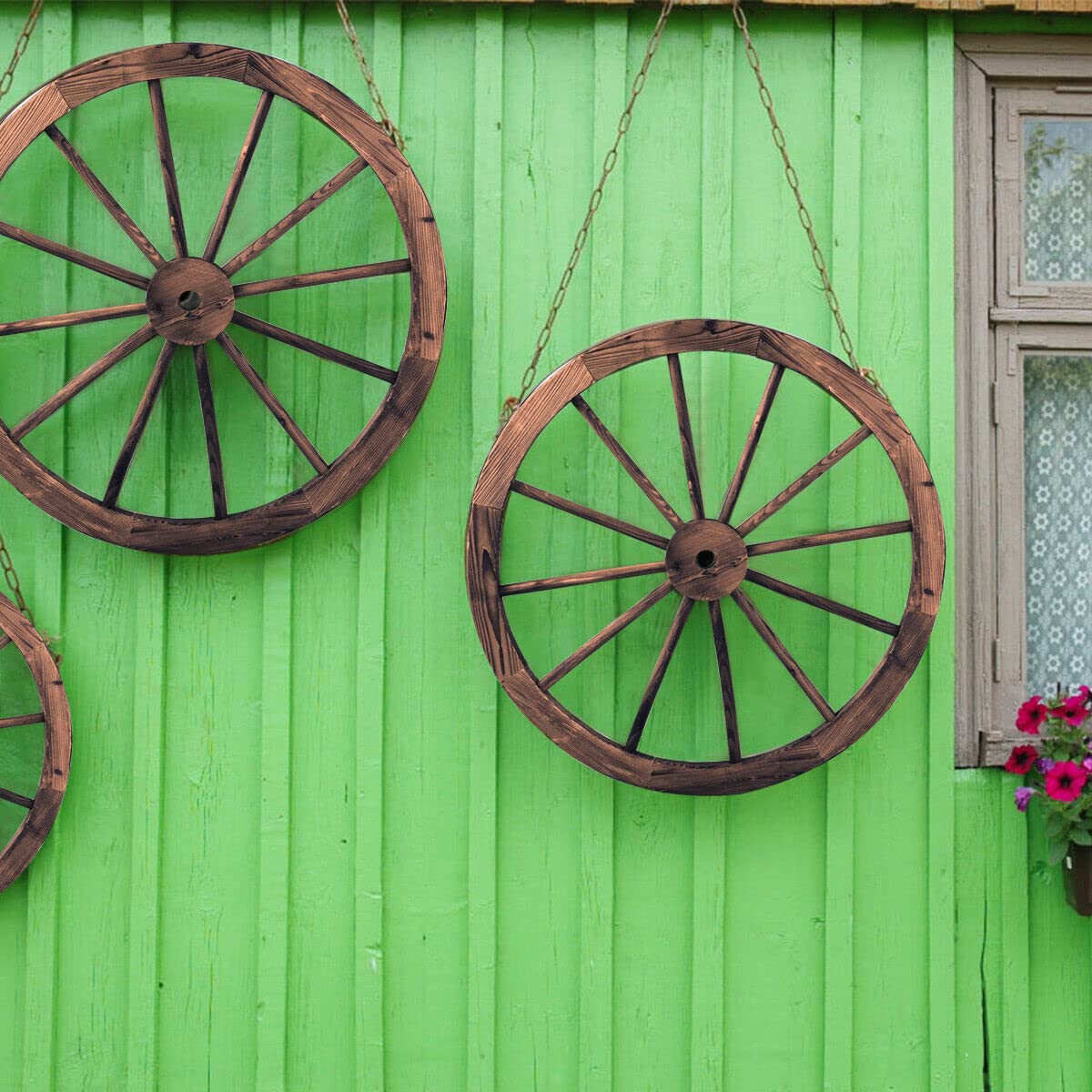 Giantex Set of 2 Decorative Wooden Wheels