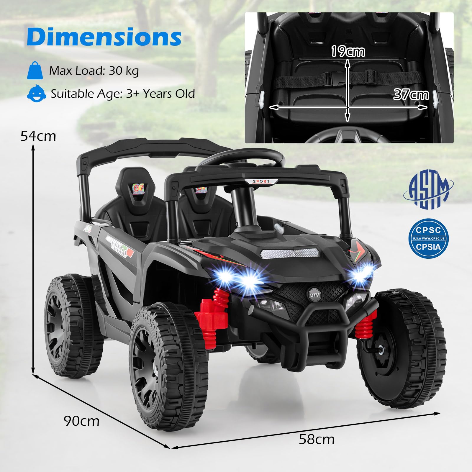 12V Kids Ride On Car, Electric UTV Truck with Remote Control